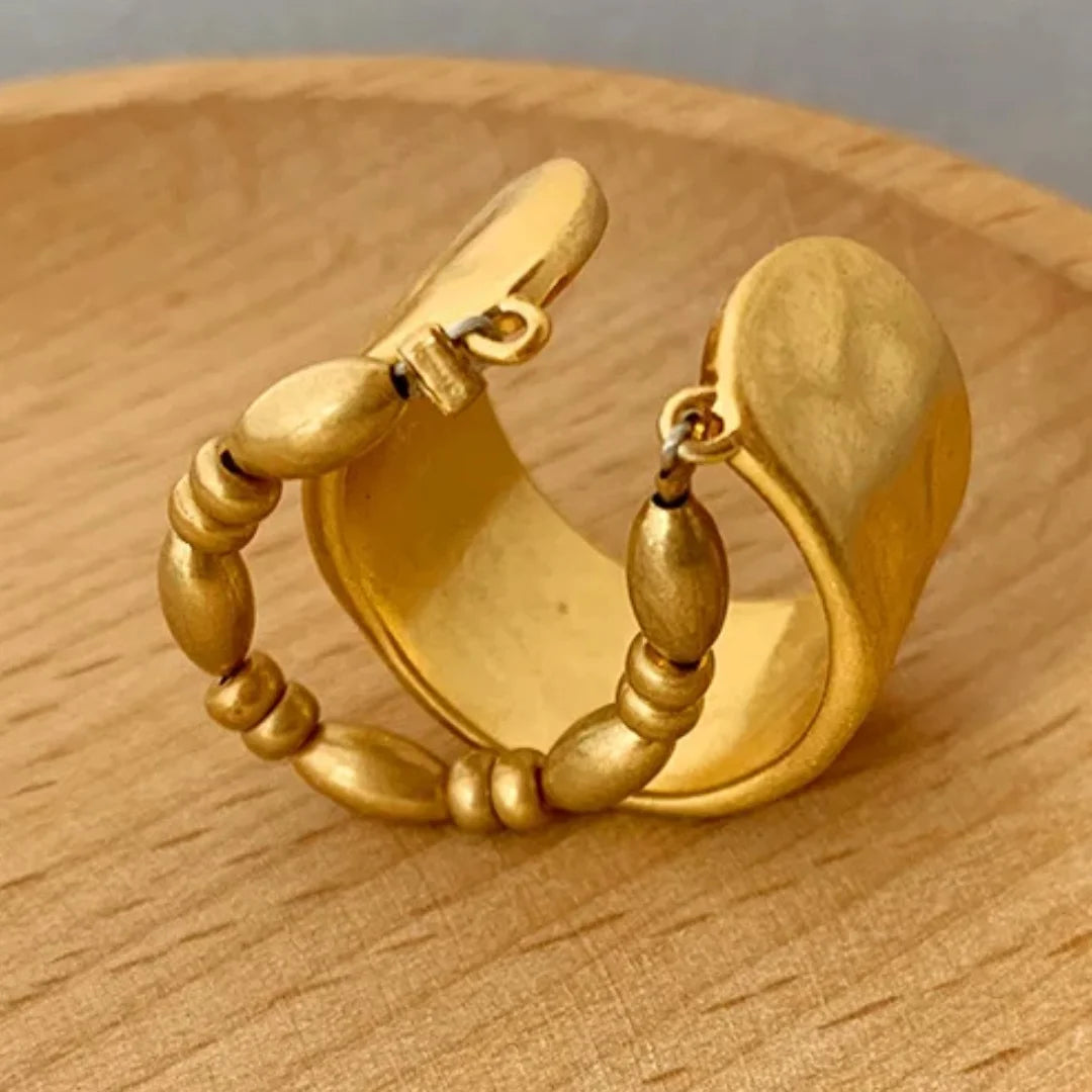 French design double layer irregular personality adjustable ring Ring wide face beaded open ring