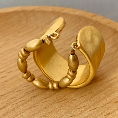 French design double layer irregular personality adjustable ring Ring wide face beaded open ring